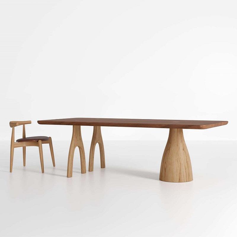 Mesa de comedor y silla de madera maciza Wabi-sabi diseñador nuevo registro Mesa creativa rectangular luz isla en forma de lujo