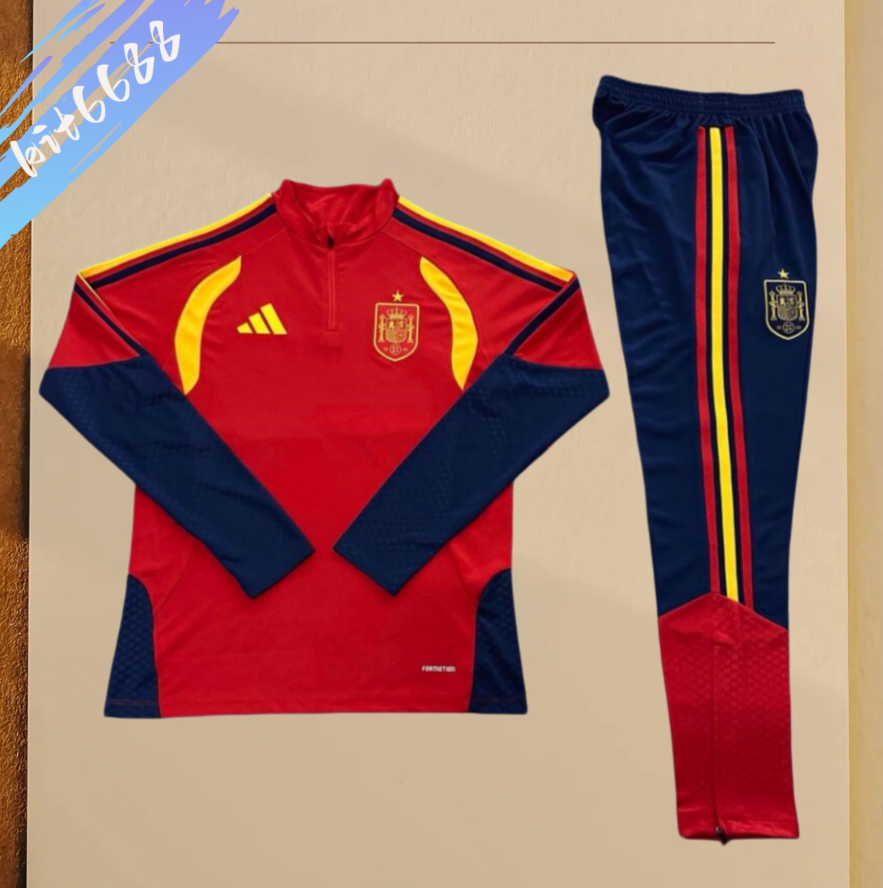 26/27 Spain red Half Zip Training Kit (Adult Kids Kit)