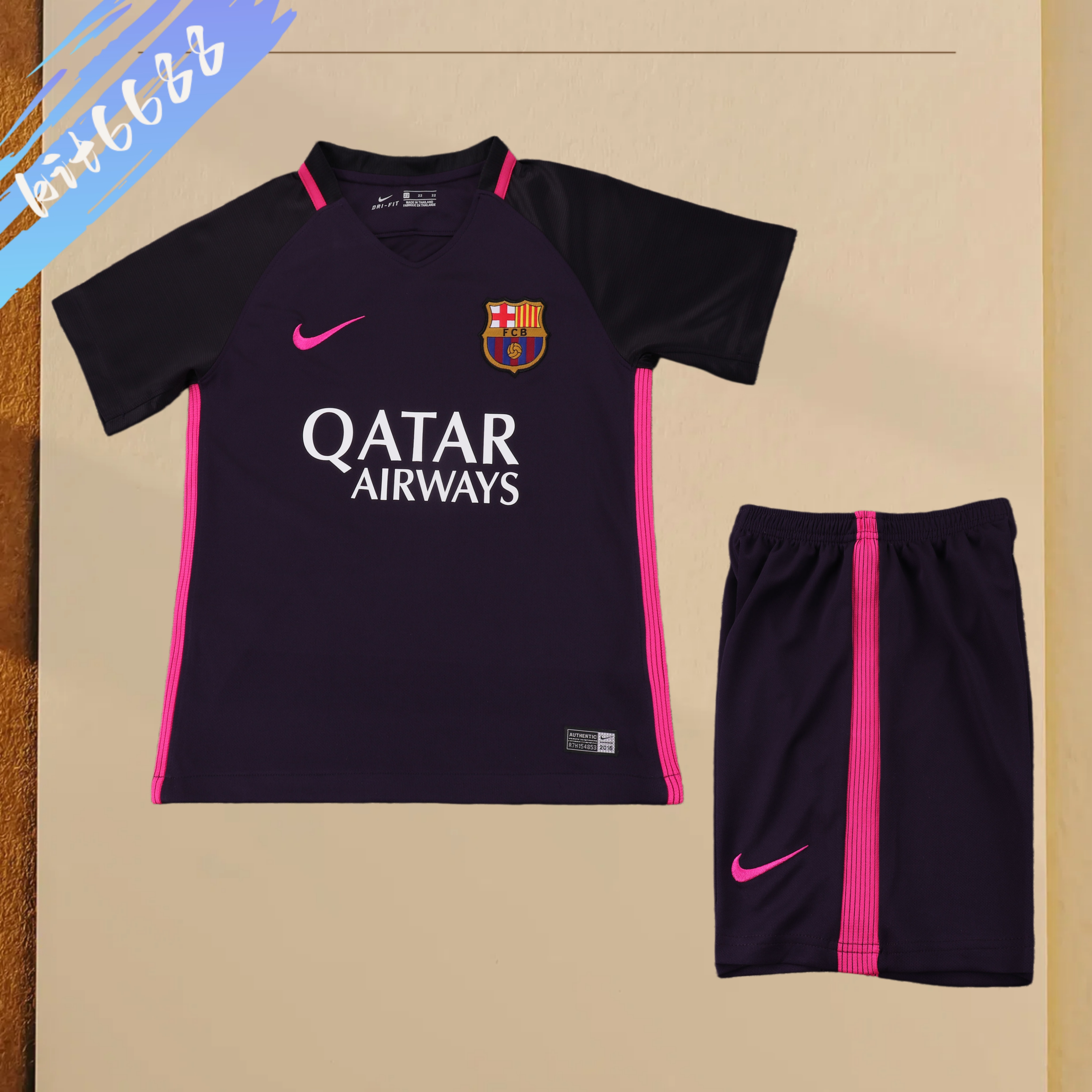 2016/2017 Barcelona Away Retro Kids Kit(Kids Kit)