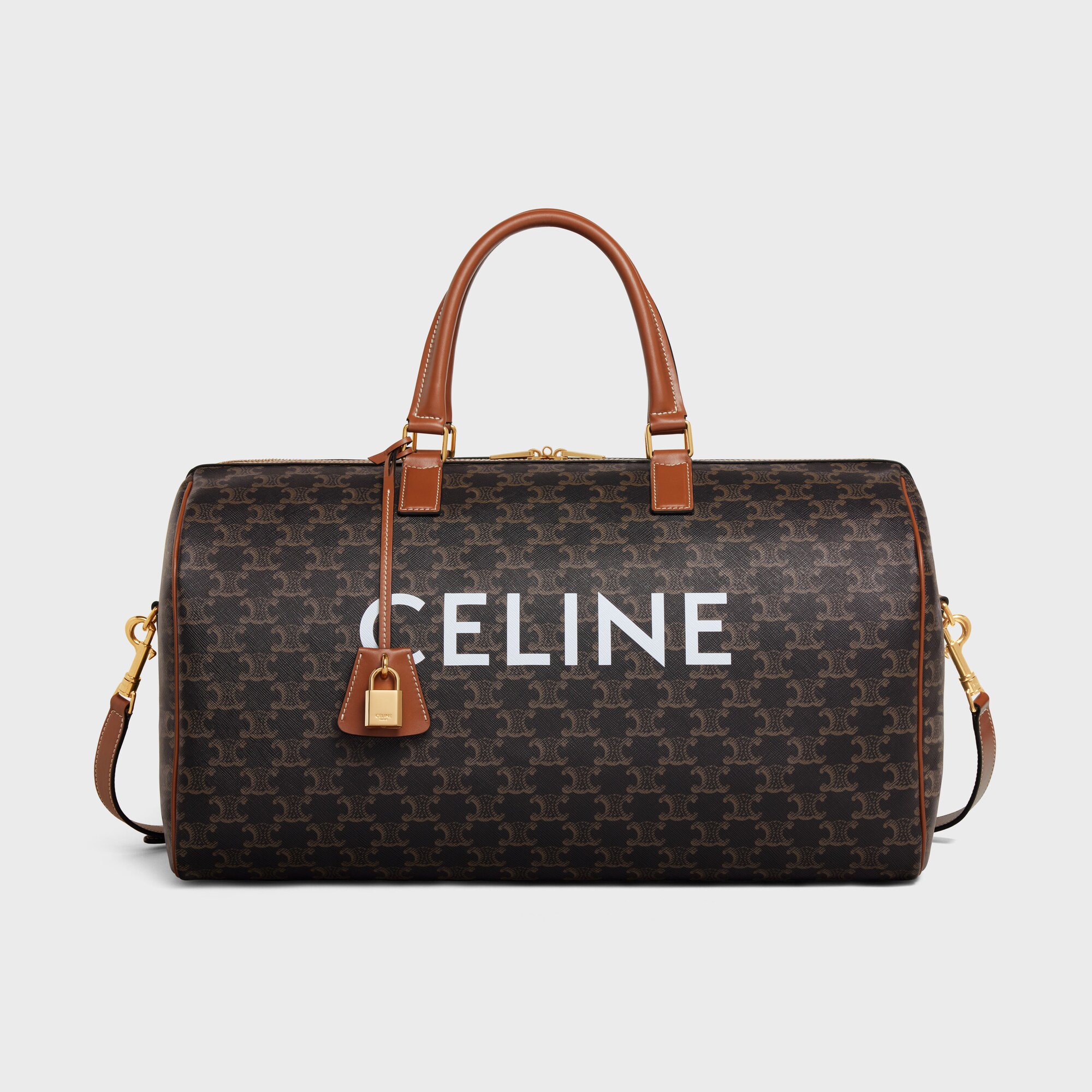 Medium Travel Bag IN Triomphe Canvas with Celine Print TAN