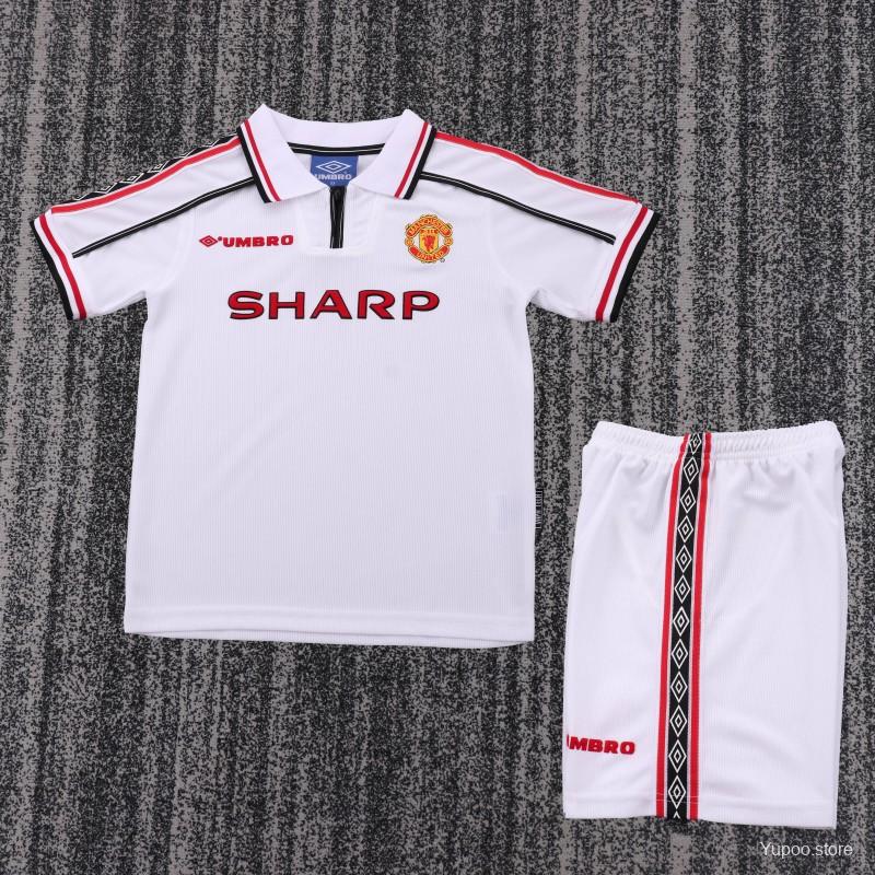 98/99 Manchester United Commemorative Edition Retro Football Soccer Kids Kit