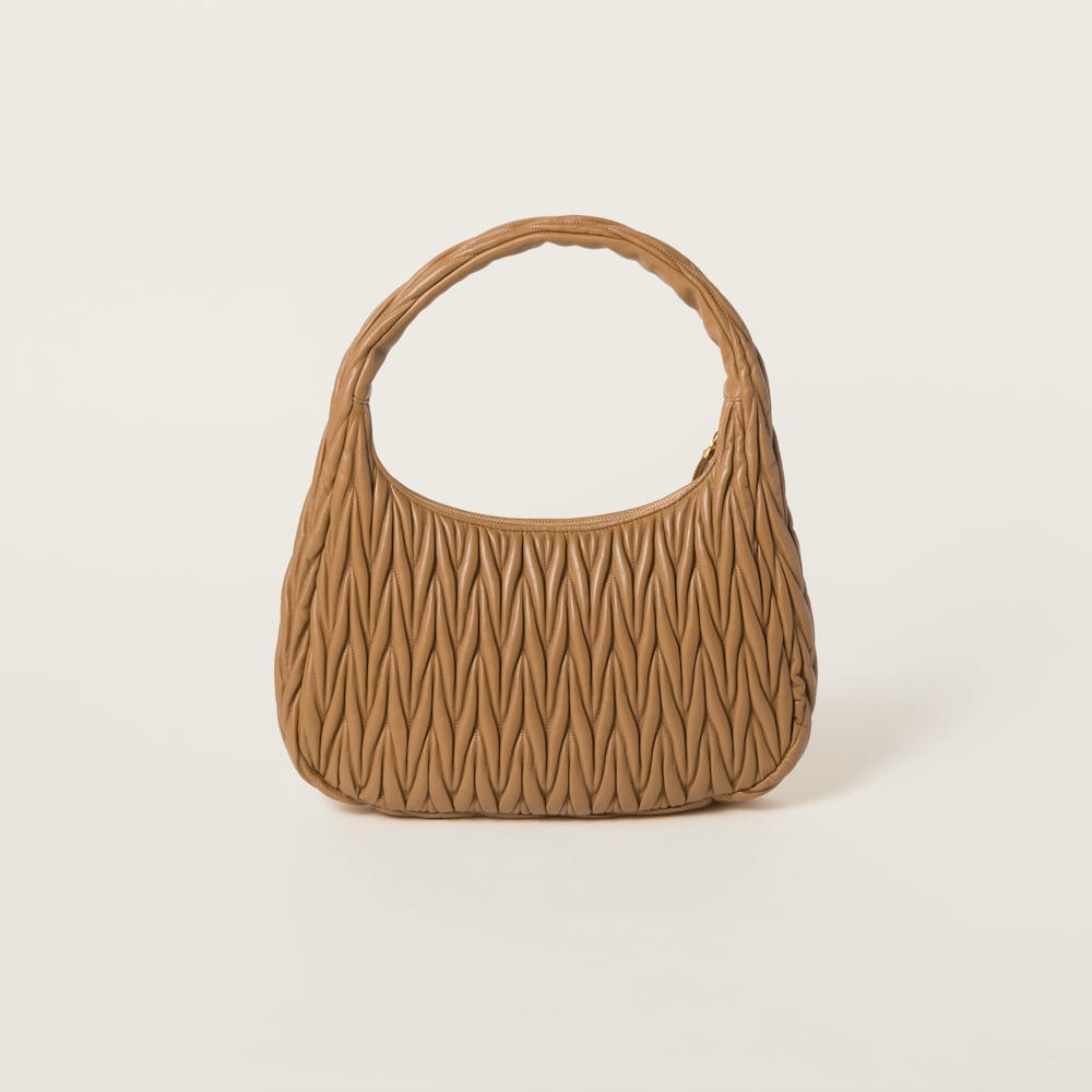Wander matelassé nappa leather hobo bag Caramel