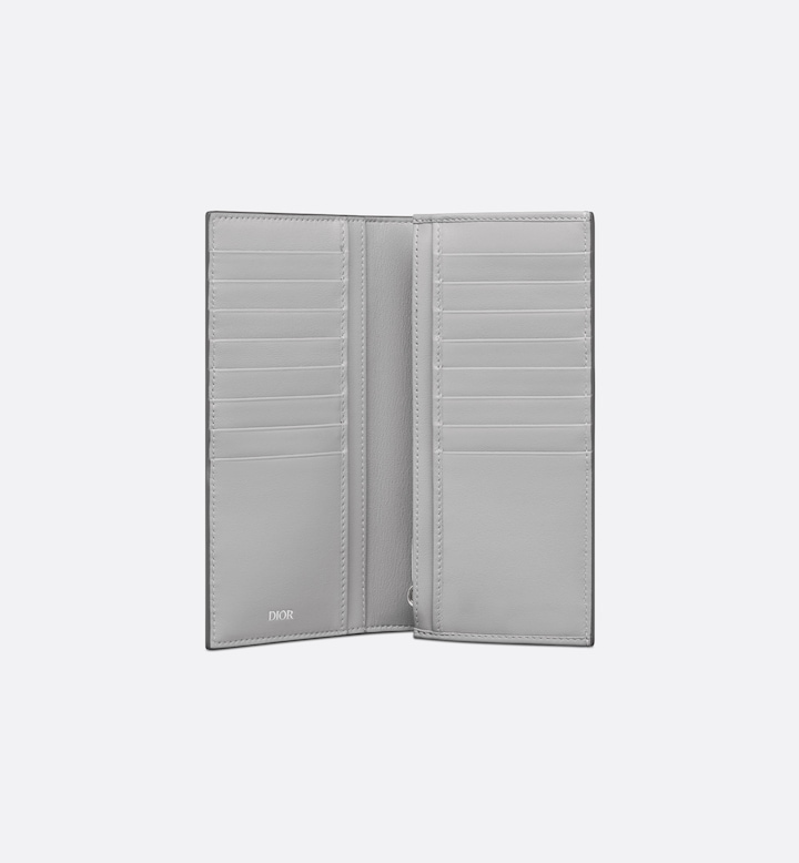 Vertical Bifold Wallet Gray CD Diamond Canvas