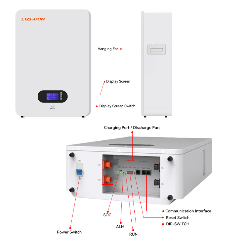 Wall-mounted 51.2v 100ah