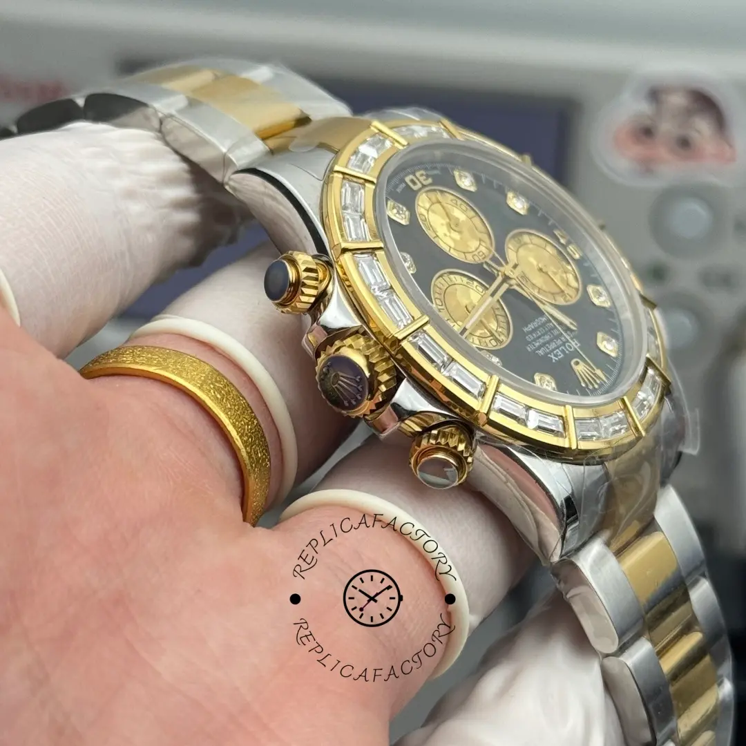 Rolex Daytona Cosmograph 116568BR Replica 40 Yellow Gold Black MOP Dial
