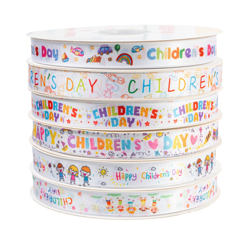 100 Yards Cartoon Polyester Ribbon, Model 0002 In Stock, Children's Day Decoration Ribbon, Kids Birthday Cake & Gift Box Wrapping Ribbon, Factory Wholesale Customization