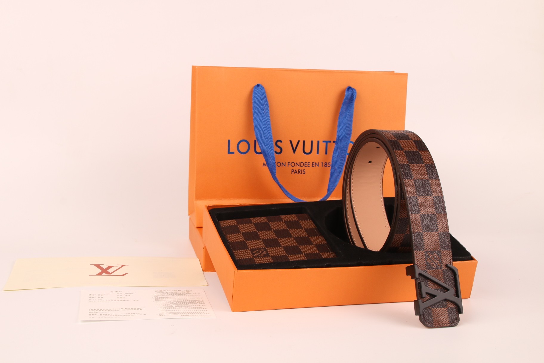 3-color belt buckle + wallet printed letter belt
