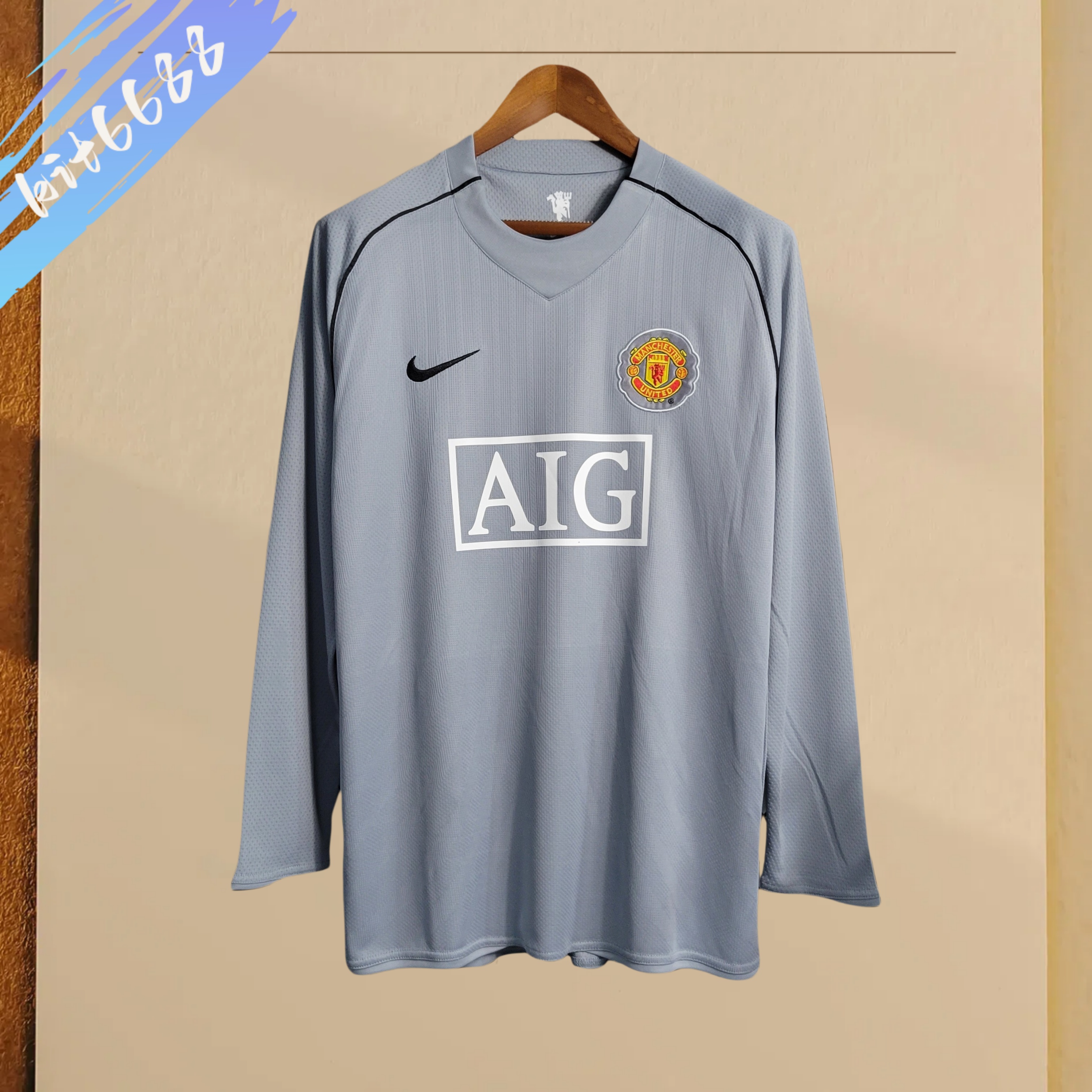 07/08 Manchester United Goalkeeper  long sleeved retro football jersey