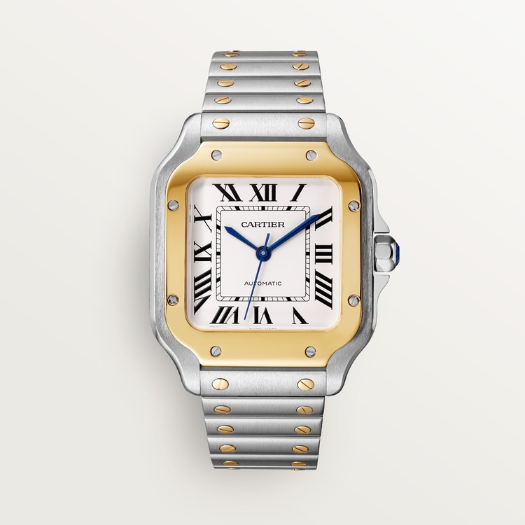 Santos de Cartier watch Medium model Silvered opaline dial 35.1 mm