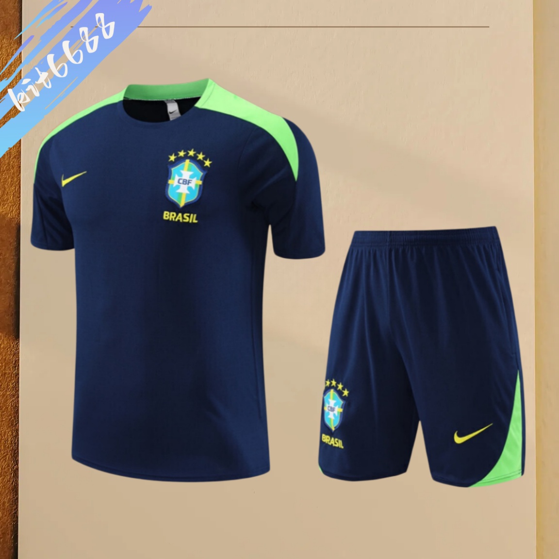 2024/2025 Brazil royal blue Adult & Kids Short Sleeve Training Suit (Adult & Kids  Kit)