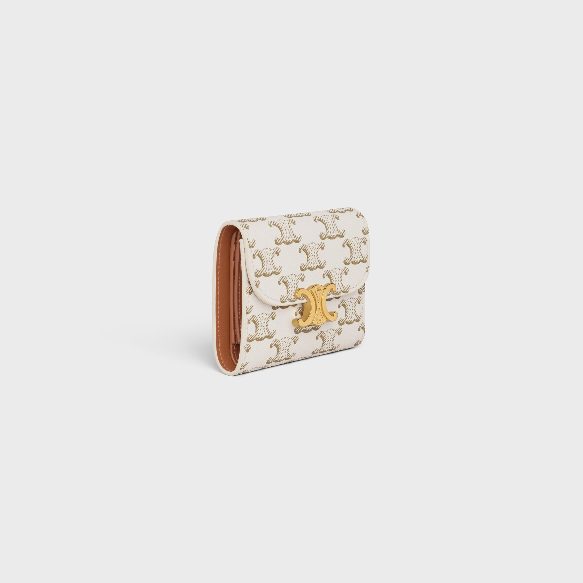 Small Flap Wallet TRIOMPHE in Triomphe Canvas WHITE/TAN