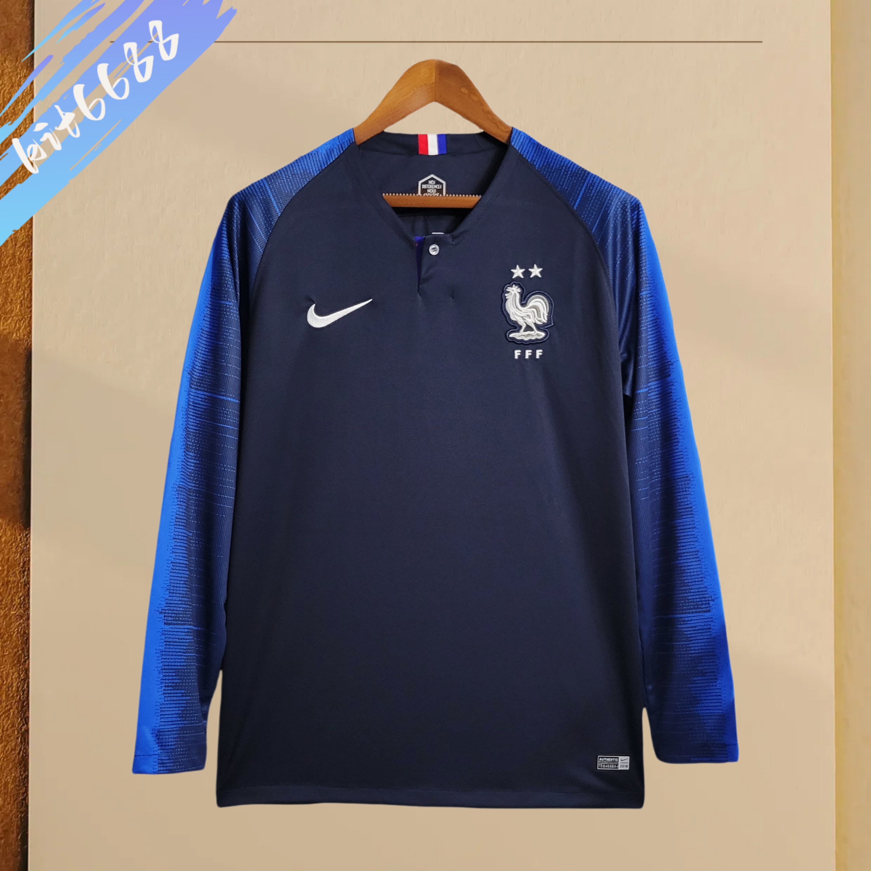 2018 France home  Retro Long  Football Shirt