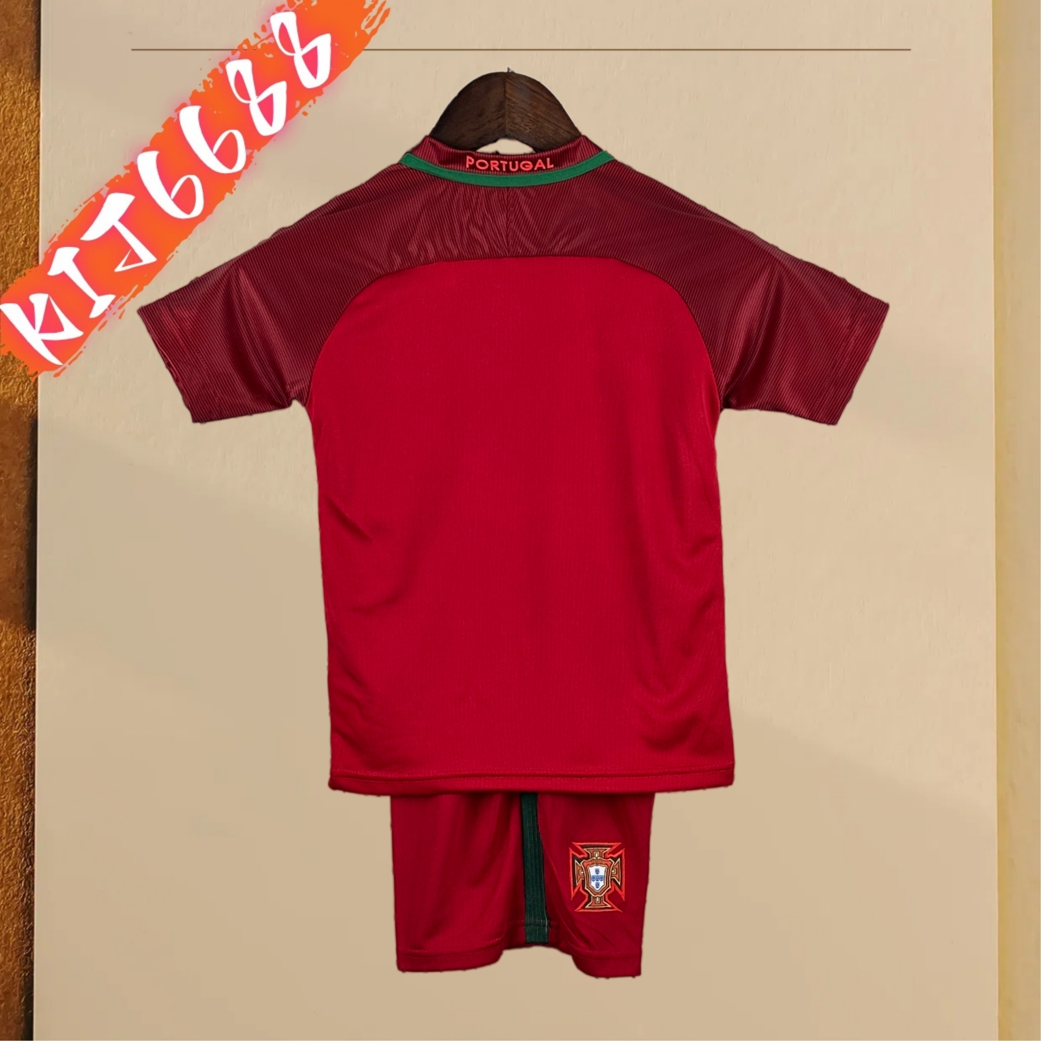2016 Portugal home Retro Football Shirt  Kids Kit