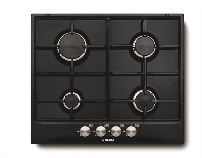 GLEM GAS - Piano cottura a gas GT64BK 4 fuochi 58,5cm-Nero