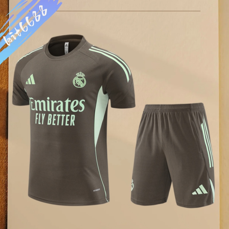 25/26 Real Madrid khaki Short Sleeve Training Wear ( Adult kit Kids )