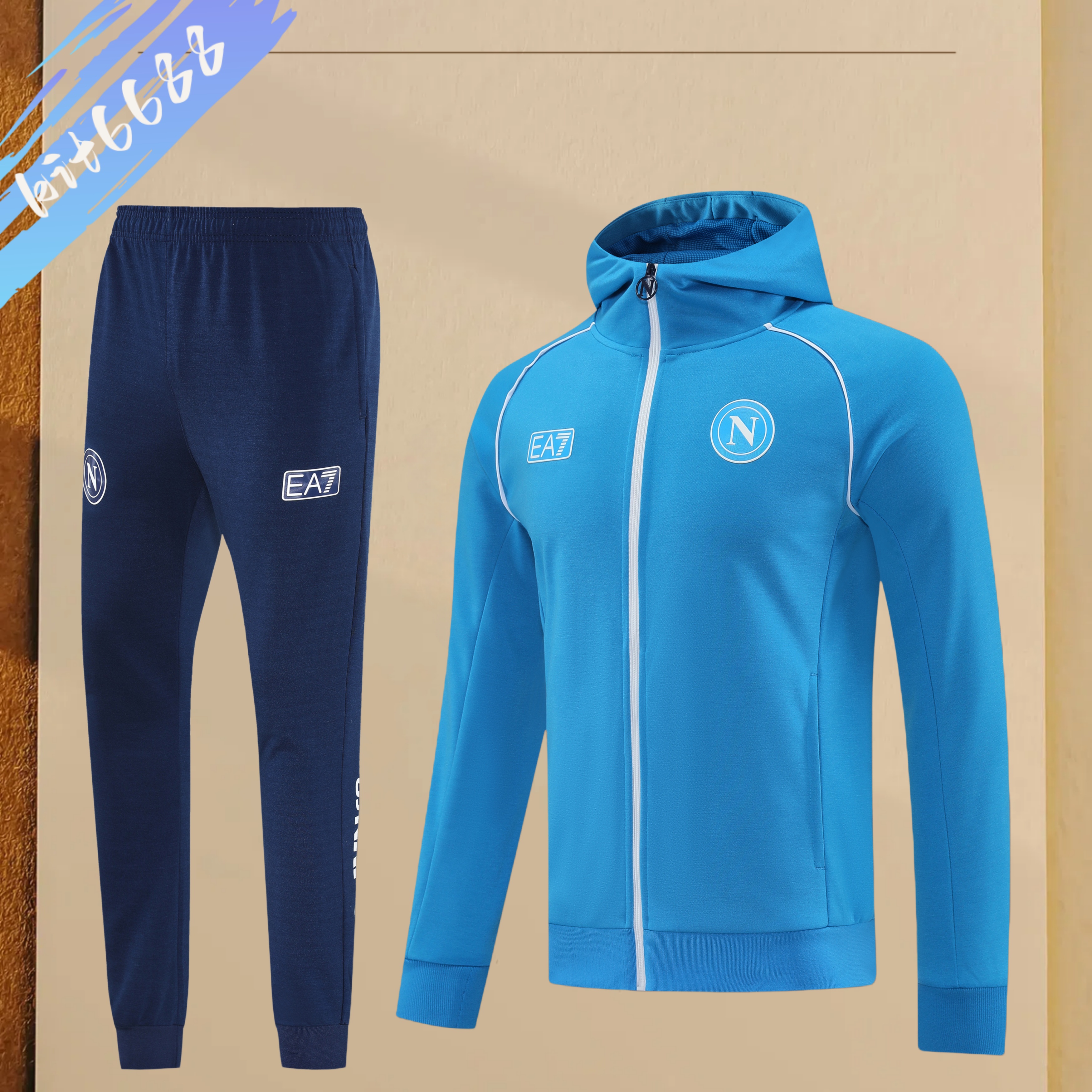 25/26 Napoli hoodie Full Zipper Training Suit (Adult Set)