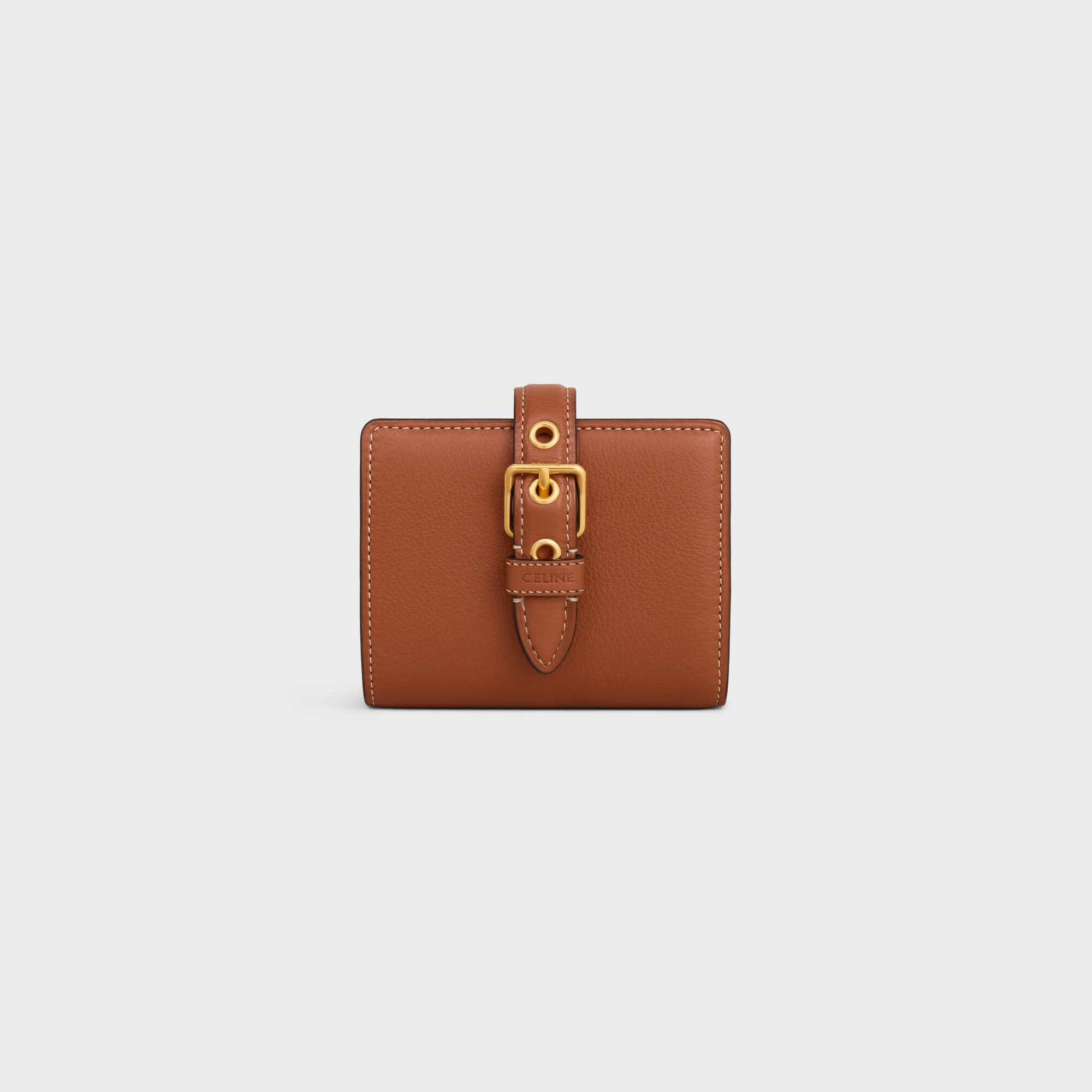 SMALL WALLET CELINE CONTI IN SUPPLE GRAINED CALFSKIN TAN