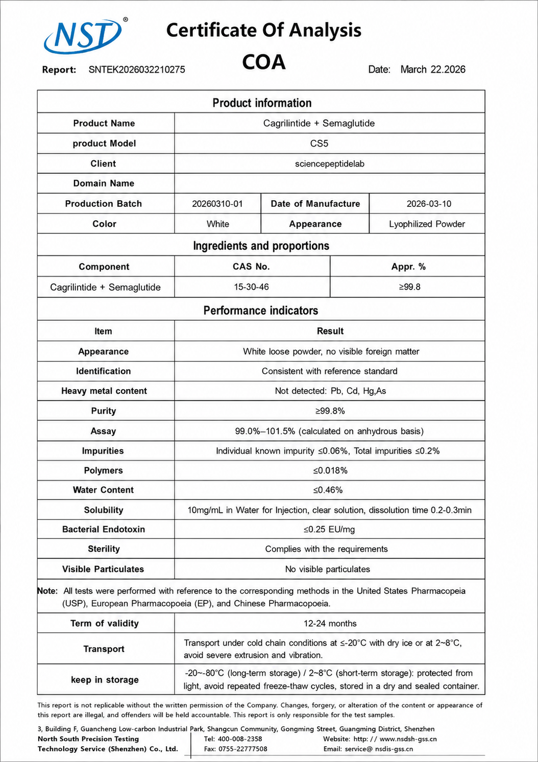 CS5(Cagrilintide + Semaglutide)-2.5+2.5mg×10vials