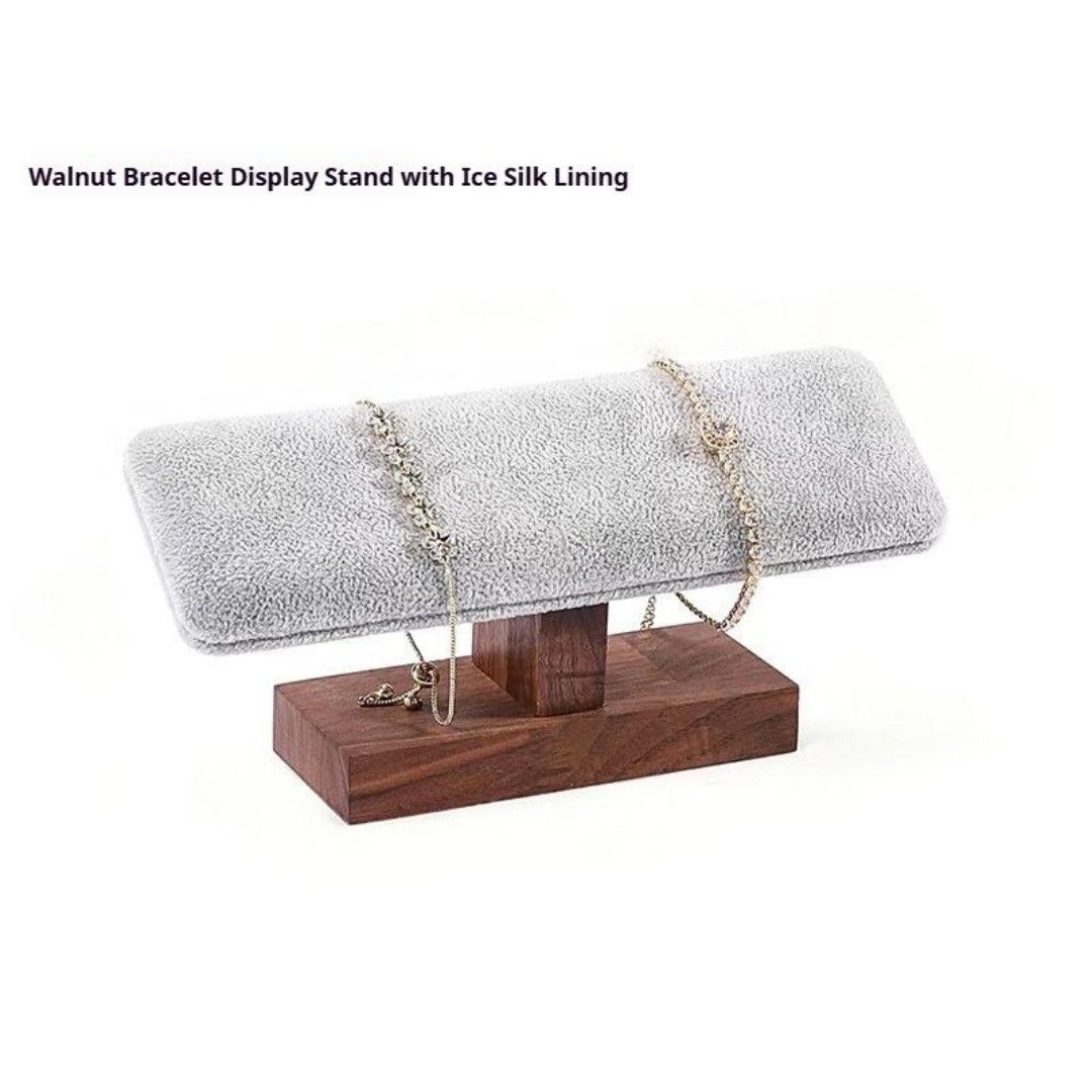 Premium Walnut-Colored Bracelet Watch Charm Display Stand Market Stall Counter Jewelry Display Rack Solid Wood Display Stand custom logo