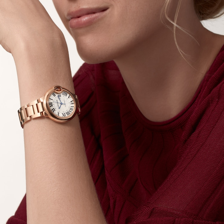 Ballon Bleu de Cartier watch Lacquered silvered guilloché opaline dial 33 mm