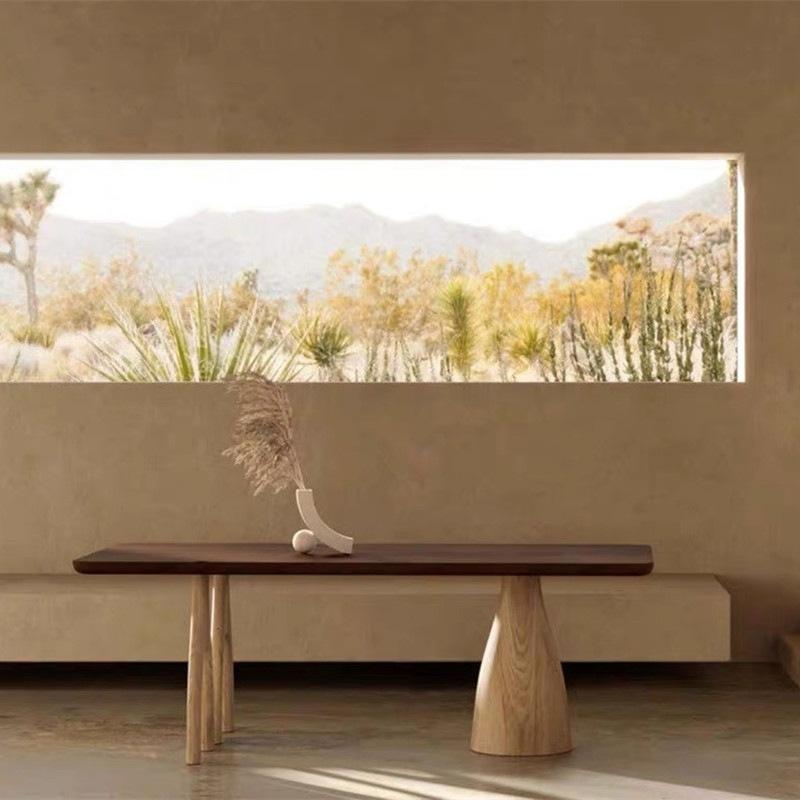 Mesa de comedor y silla de madera maciza Wabi-sabi diseñador nuevo registro Mesa creativa rectangular luz isla en forma de lujo