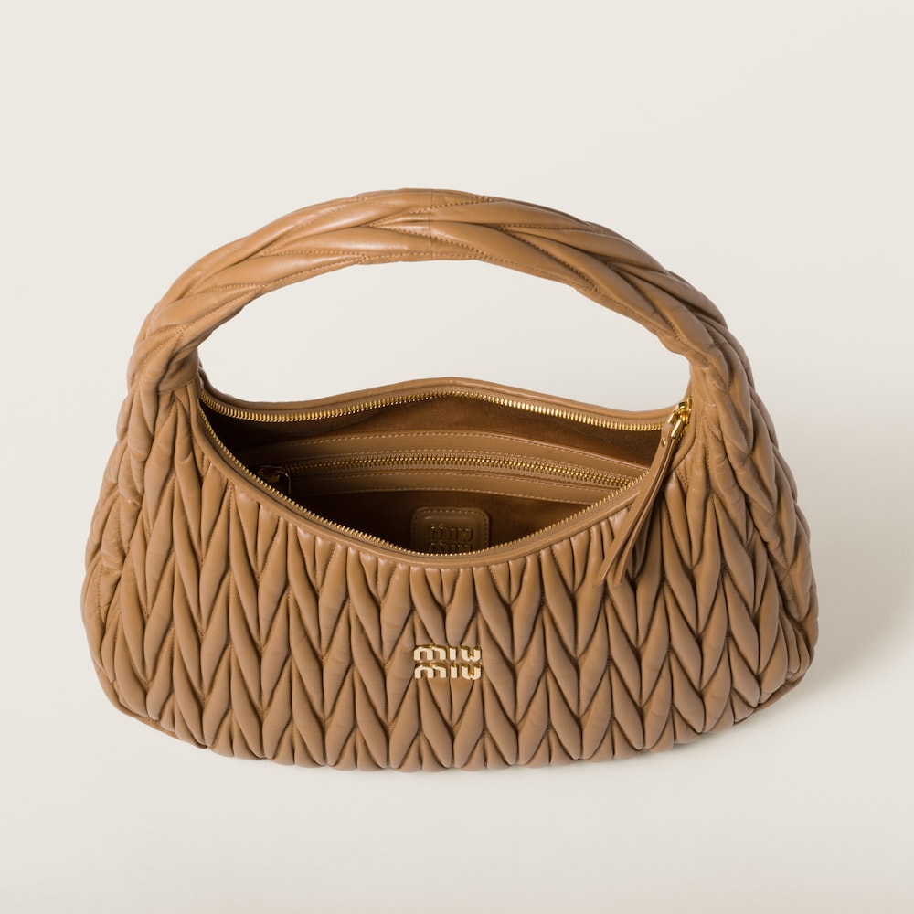 Wander matelassé nappa leather hobo bag Caramel