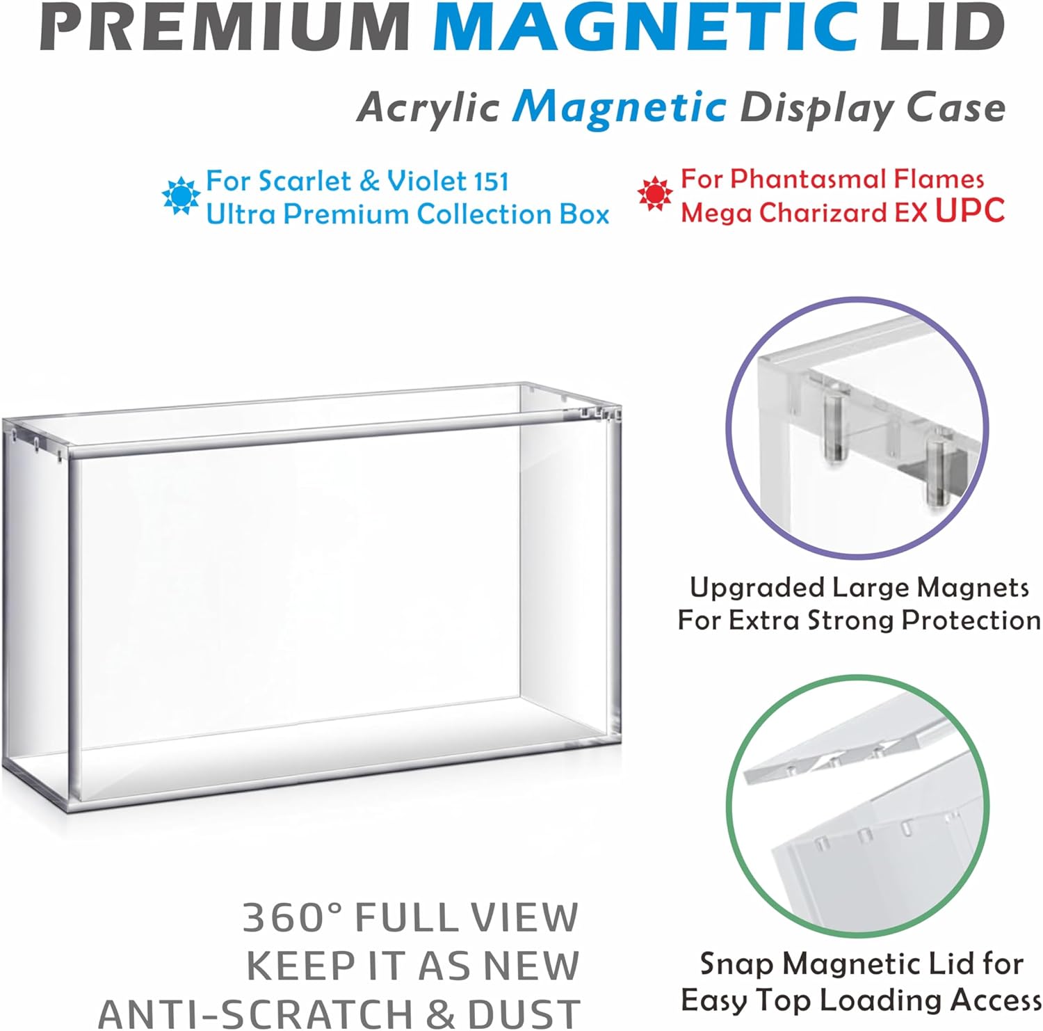 Pokemon 151 UPC Acrylic Display Case Magnetic Protective Box