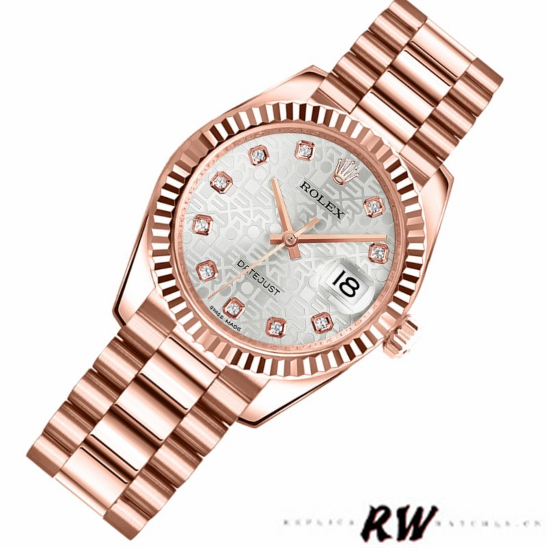 Rolex Datejust 178275 Everose Gold Jubile Silver Dial 31mm Lady Replica Watch