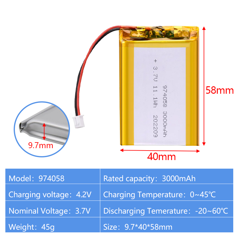 Pouch Lithium Ion Batteries 906090 955565 974058 3.7v 6000mAh 5000mAh 3.7v3000mAh