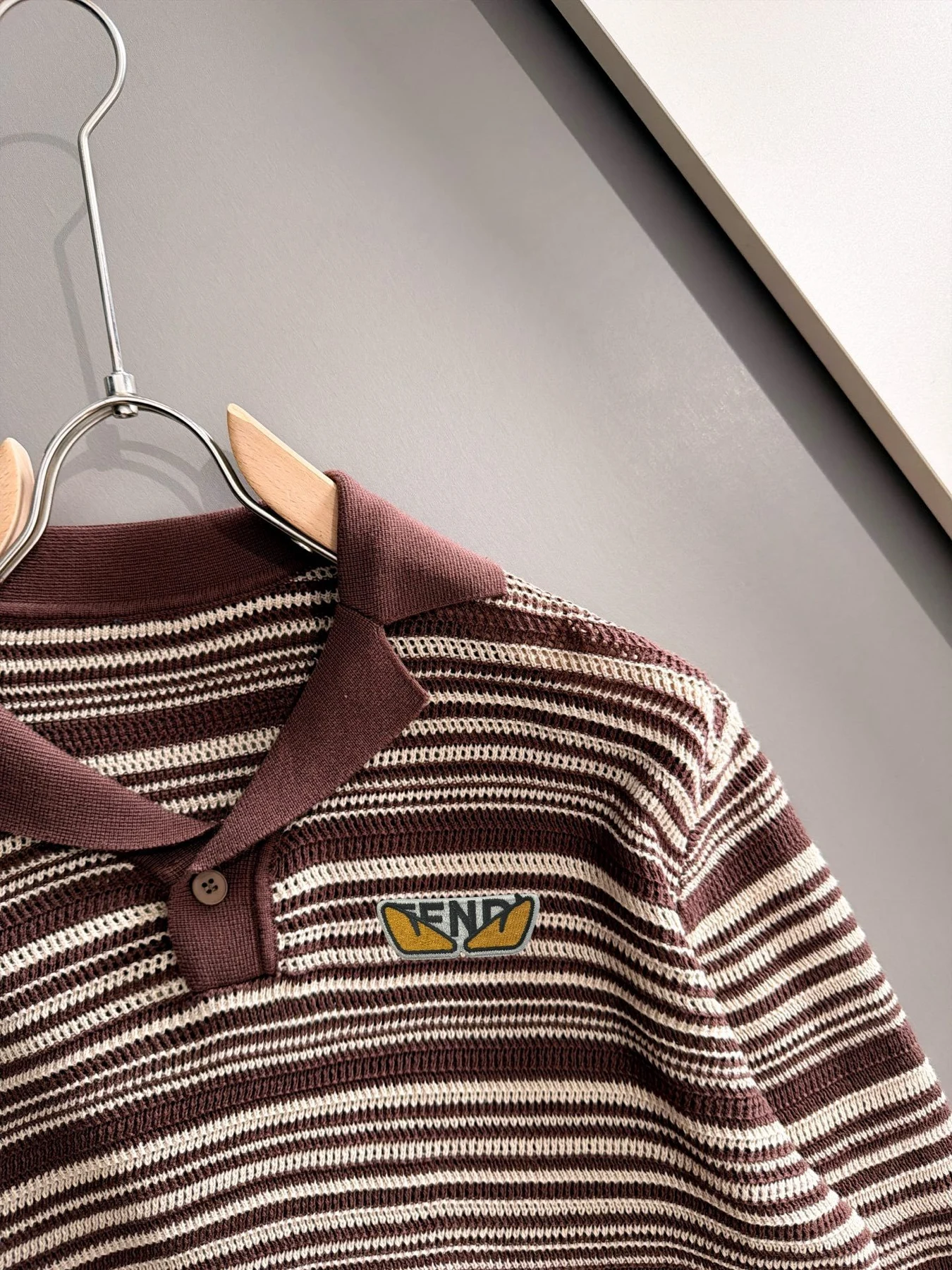 Fendi 25FW gestrickt gestreift braun Poloshirts ZV135290