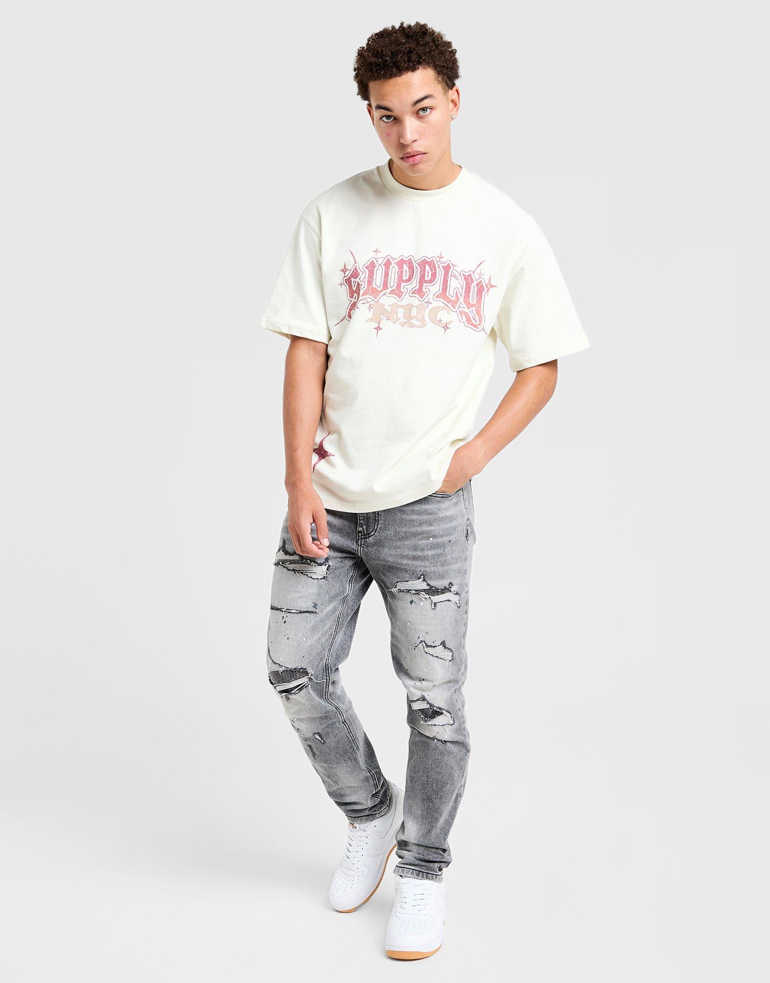 (Supply \u0026 Demand) Supply & Demand Rhinestone Slim Ripped Jeans