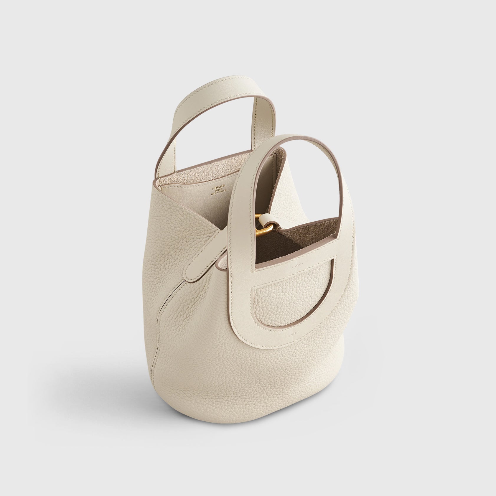 Hermès In-The-Loop Bag 18 Clemence, Swift Beton Gold Hardware