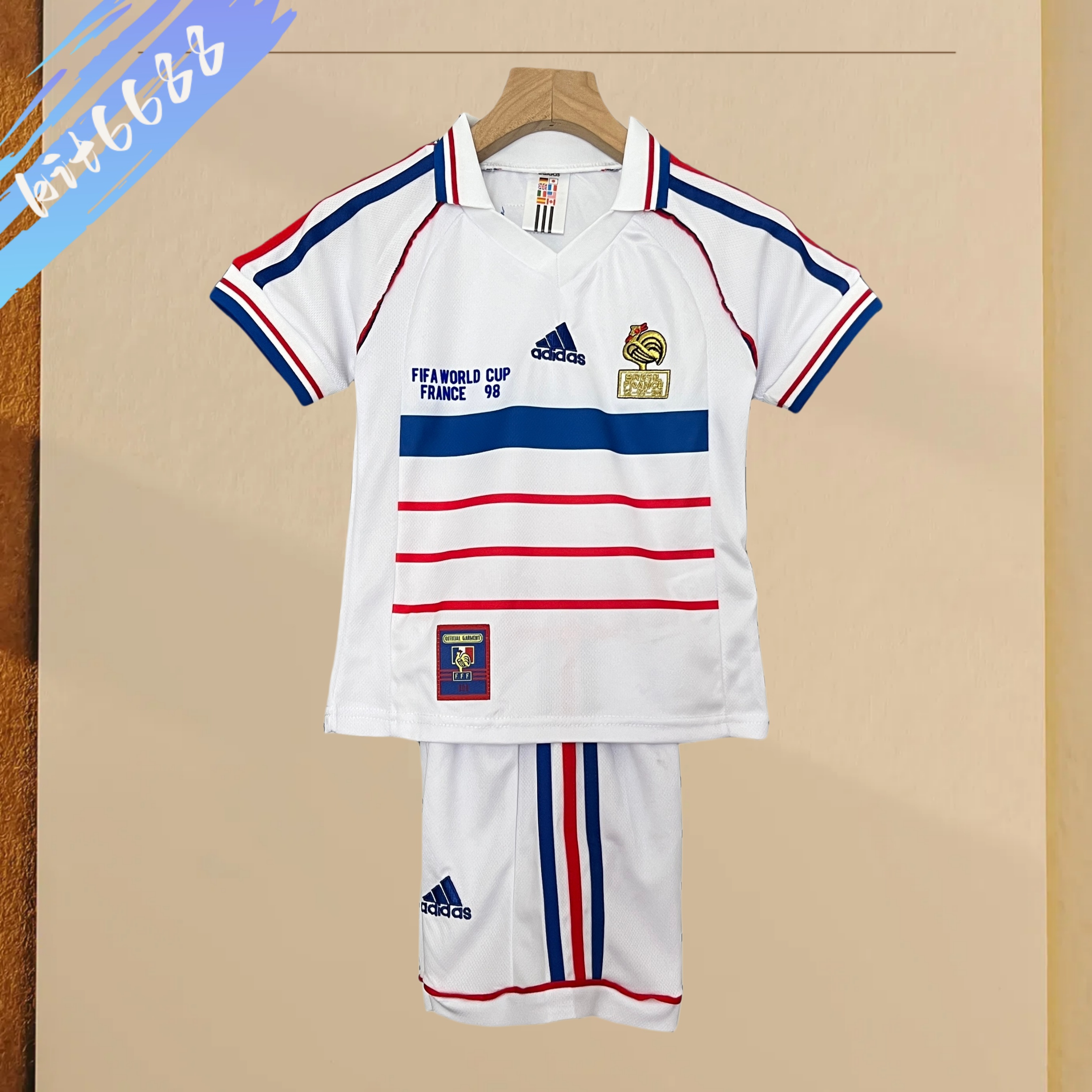 1998 France France Retro Football Shirt  Kids Kit