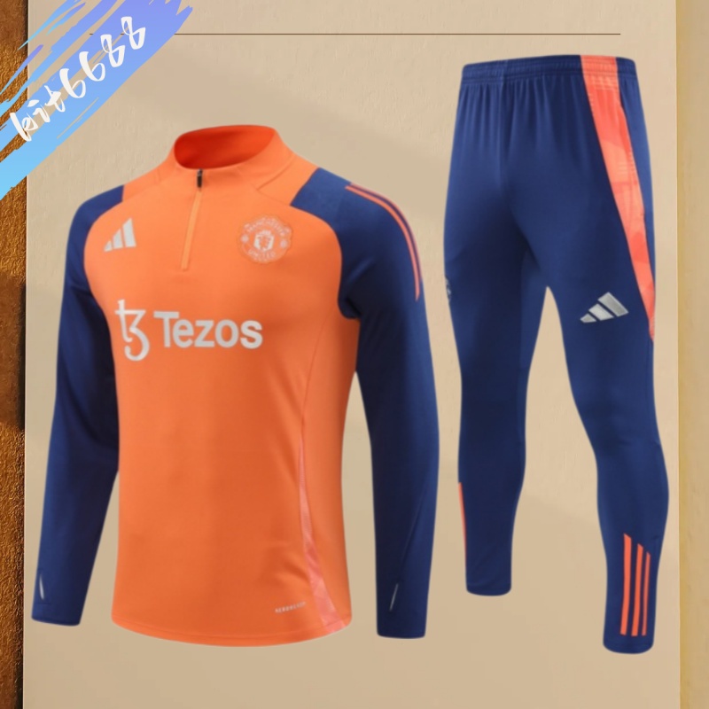 24/25 Manchester United orange Half Zip Training Kit (Adult Kids Kit)