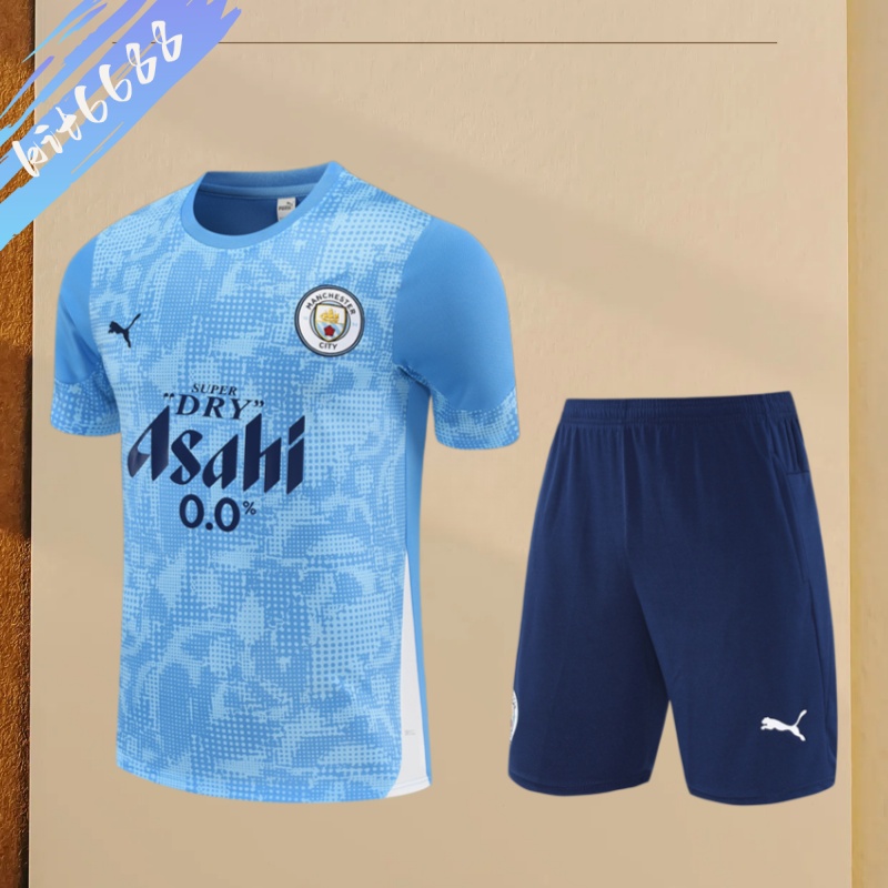 25/26 Manchester City Short sleevedtraining clothes (Adult Kids Kit)