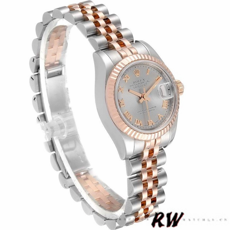 Rolex Datejust 179171 Grey Roman Numeral Dial Fluted Bezel 26MM Lady Replica Watch