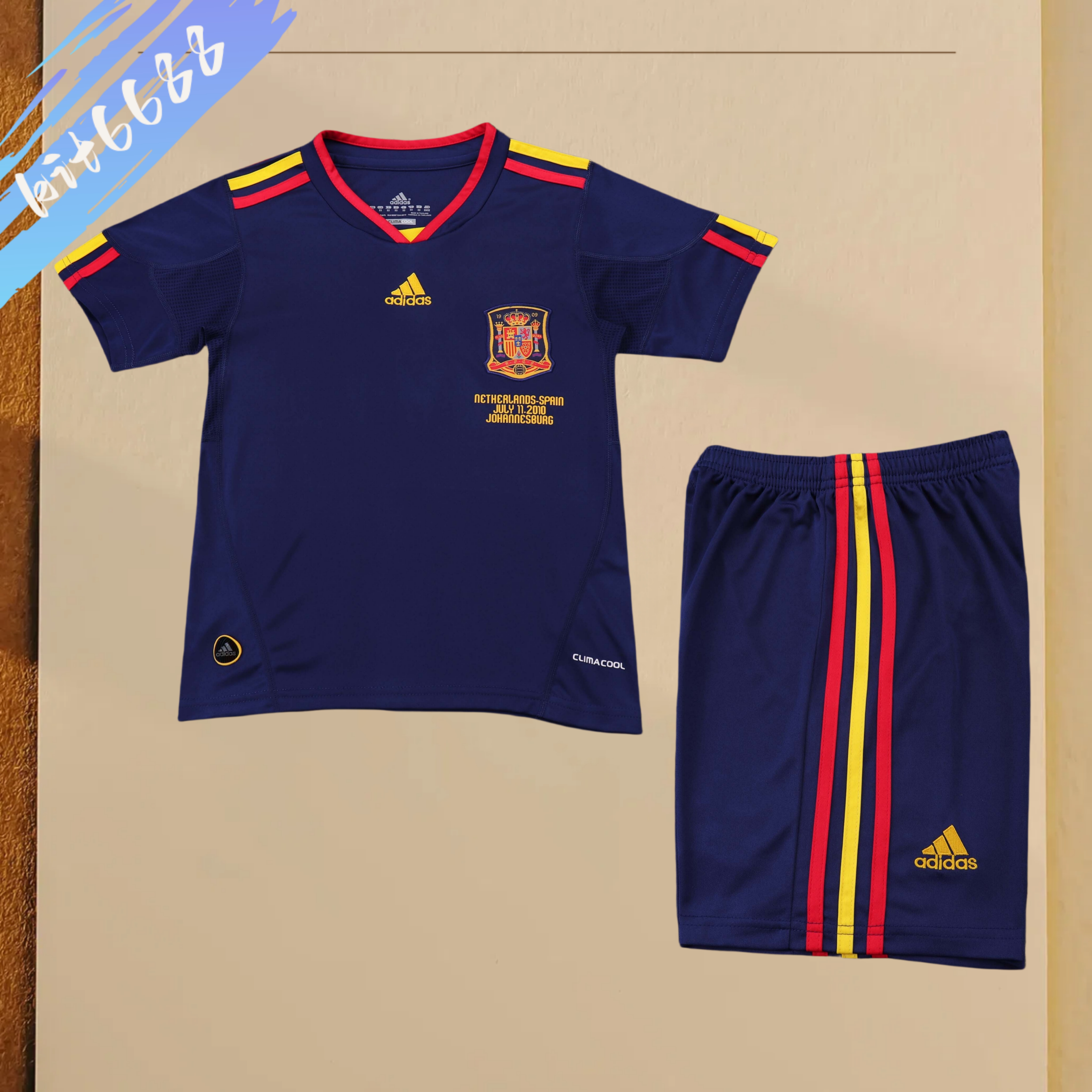 2010 Spain Away Retro Football Shirt  Kids Kit