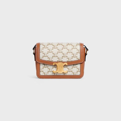 TEEN TRIOMPHE BAG IN Triomphe Canvas and Calfskin WHITE