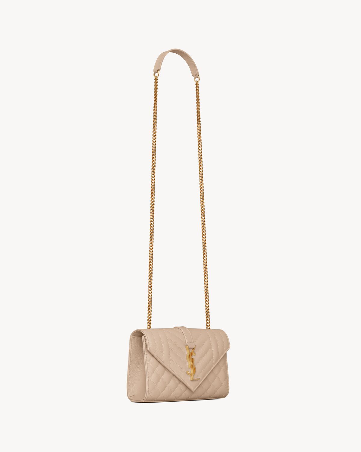 envelope small in quilted grain de poudre embossed leather DARK BEIGE