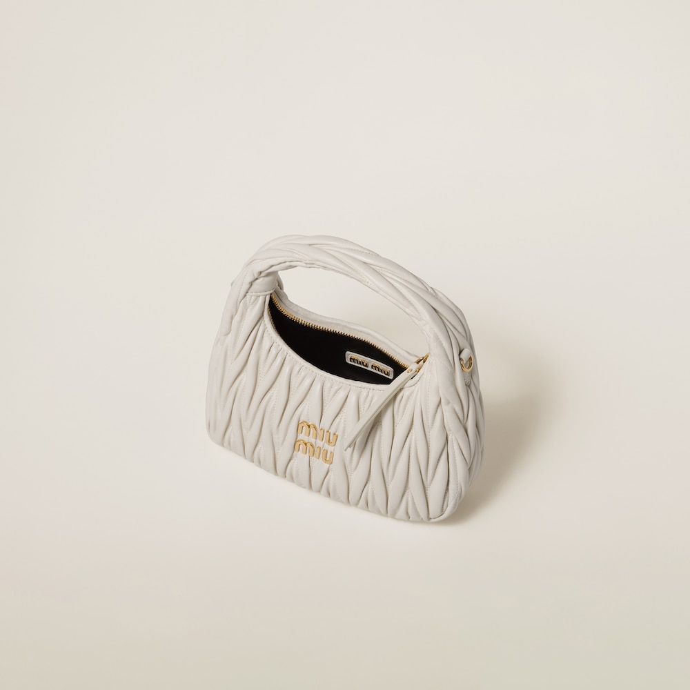 Wander matelassé nappa leather hobo bag White