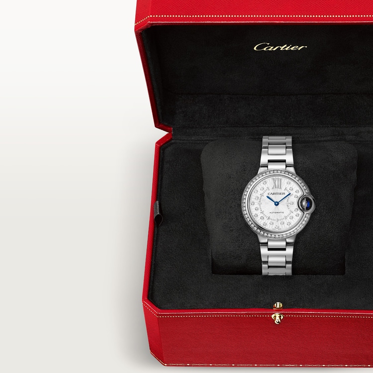 Ballon Bleu de Cartier watch Matte silvered sunray-brushed dial 33 mm