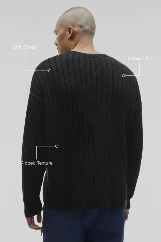 Cotton Rib Parallel Sweater