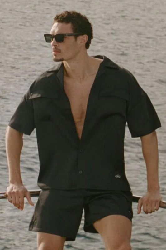 Satin Horizon Short Sleeve Button Up