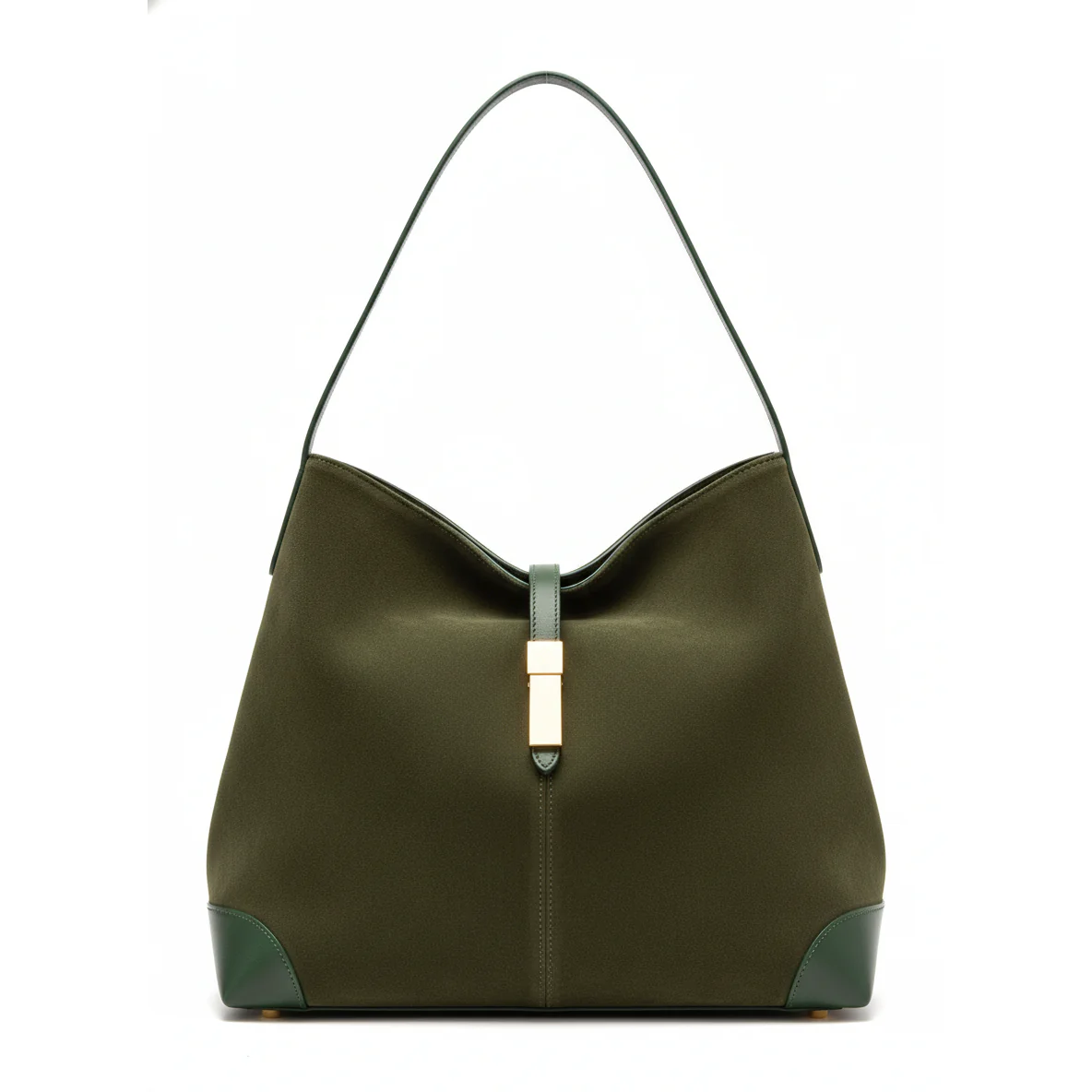 Olive Suede Sculptural Bag
