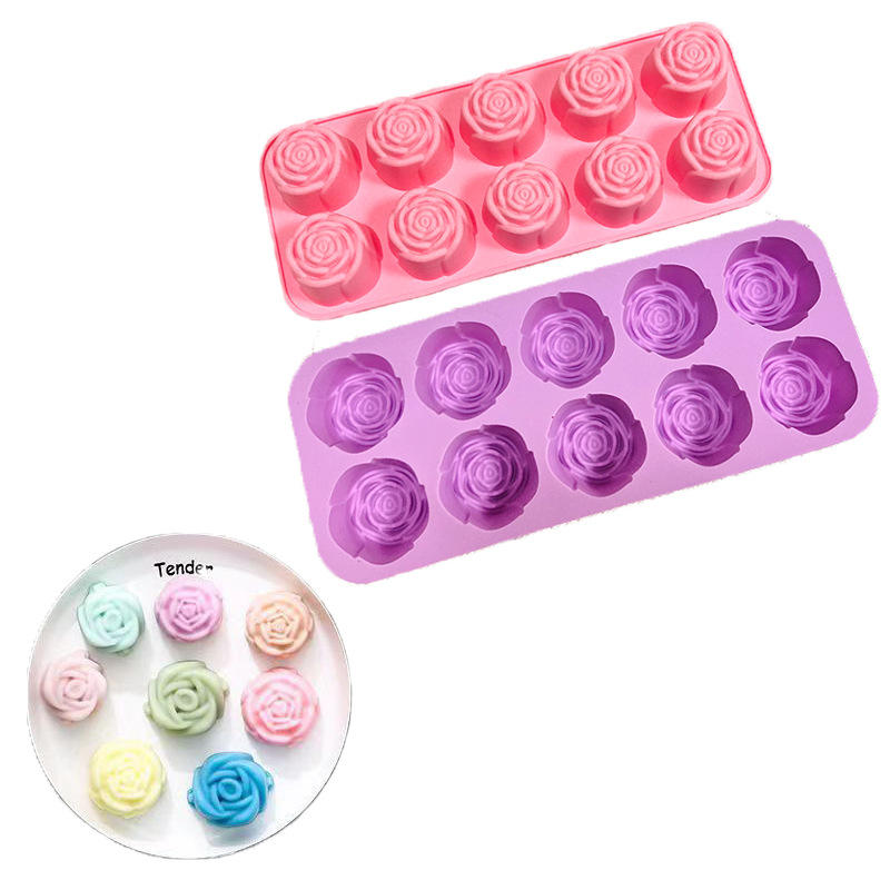 Rose Shaped Silicone Popsicle Mold, 10 Cavity