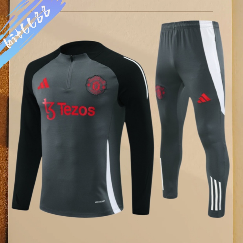 24/25 Manchester United dark grayHalf Zip Training Kit (Adult Kids Kit)