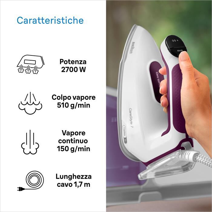 BRAUN - SISTEMA STIRANTE CARESTYLE 7 IS7266VI-Bianco viola