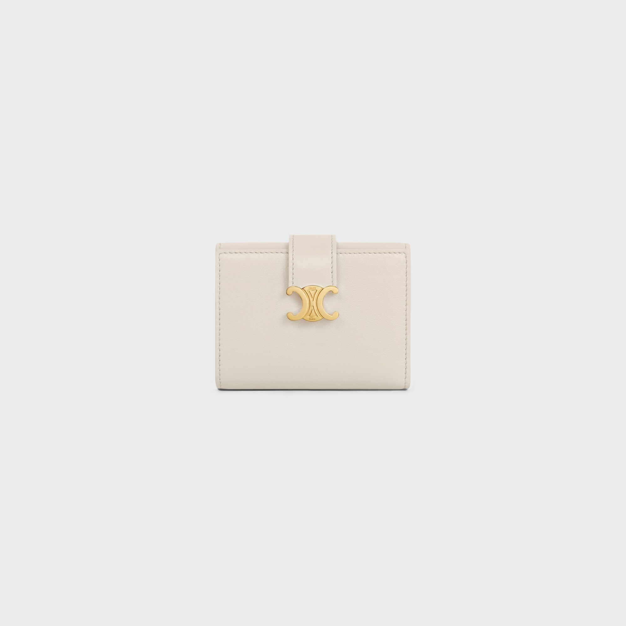 FINE STRAP WALLET NINO IN SUPPLE GRAINED CALFSKIN PALE BEIGE