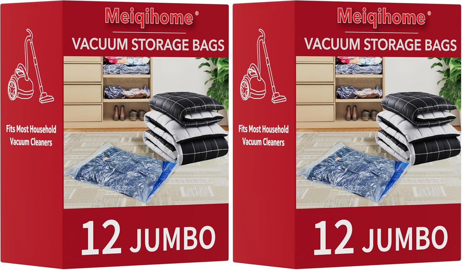 MEIQIHOME Juego de 16 Bolsas de Vacío con Bomba Eléctrica – 4J/4G/4M/4P – Bolsas de Compresión para Ropa, Ideal para Mudanza y Viaje