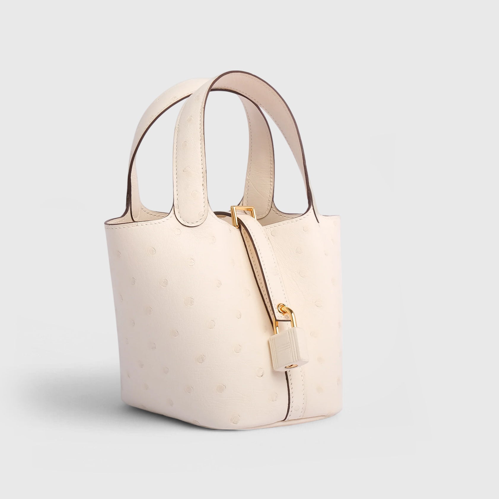 Hermès Picotin Micro Ostrich Nata Gold Hardware